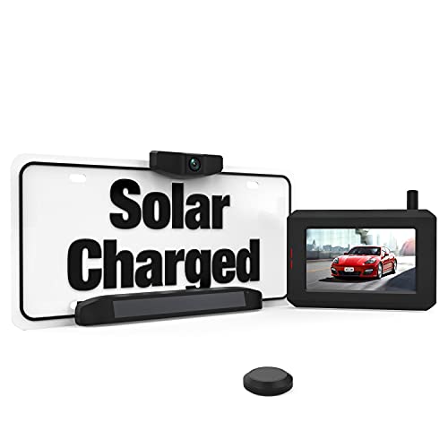 BOSCAM SunGo Solar Kabellos Rückfahrkamera Set, DIY Installation ohne Verkabelung, Drahtlose Digitale Rückfahrkamera mit Stabilem Signal, Funk Rückfahrkamera mit IP68 Wasserdichtem Standard